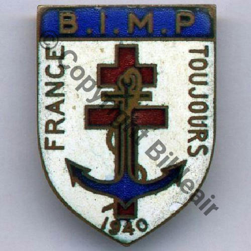 BIMP  Bat Inf Marine du Pacifique 1940  AB SM Bol poinconne Dos lisse irreg Src.historia.collection2a 180EurInv 